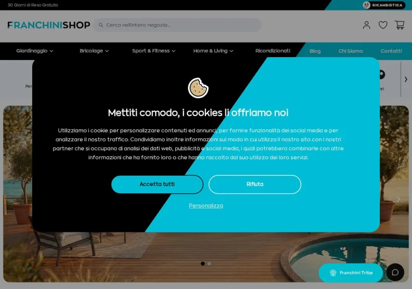 Schermata della pagina offerta di Franchini Shop