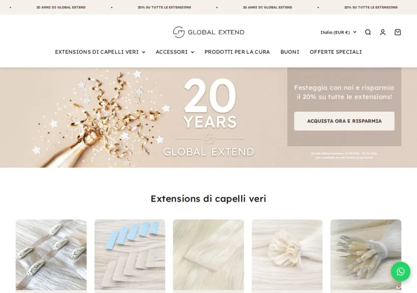 Schermata della pagina offerta di Global Extend