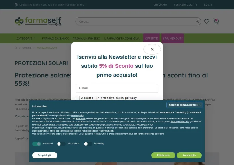 Schermata della pagina offerta di Farmaself