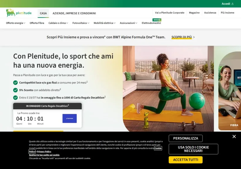 Schermata della pagina offerta di Eni Plenitude