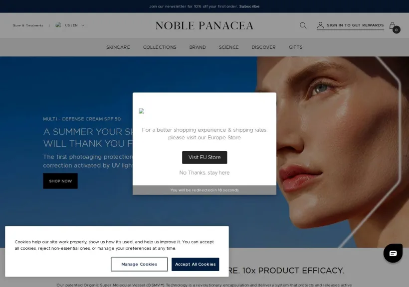 Schermata della pagina offerta di Noble Panacea