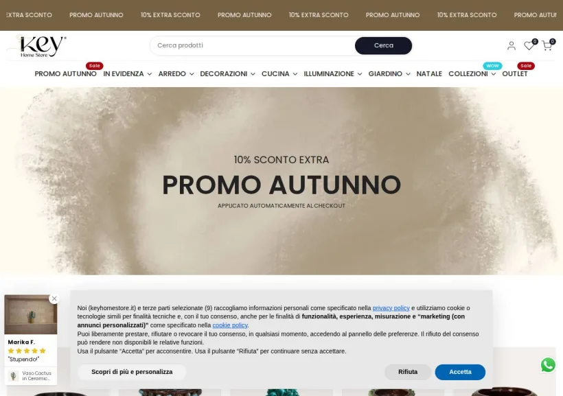 Schermata della pagina offerta di Key home store