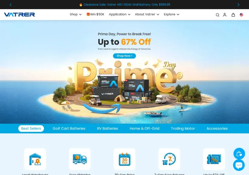 Schermata della pagina offerta di Vatrer
