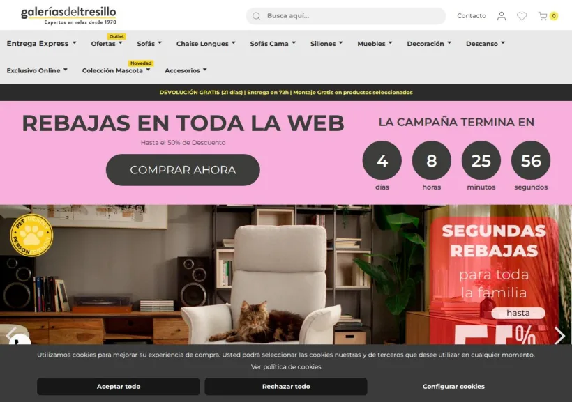 Schermata della pagina offerta di Galerias del Tresillo