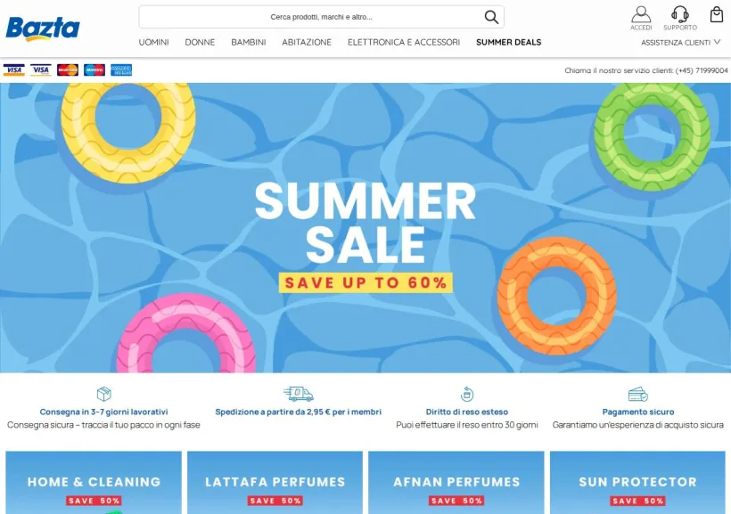 Schermata della pagina offerta di Bazta