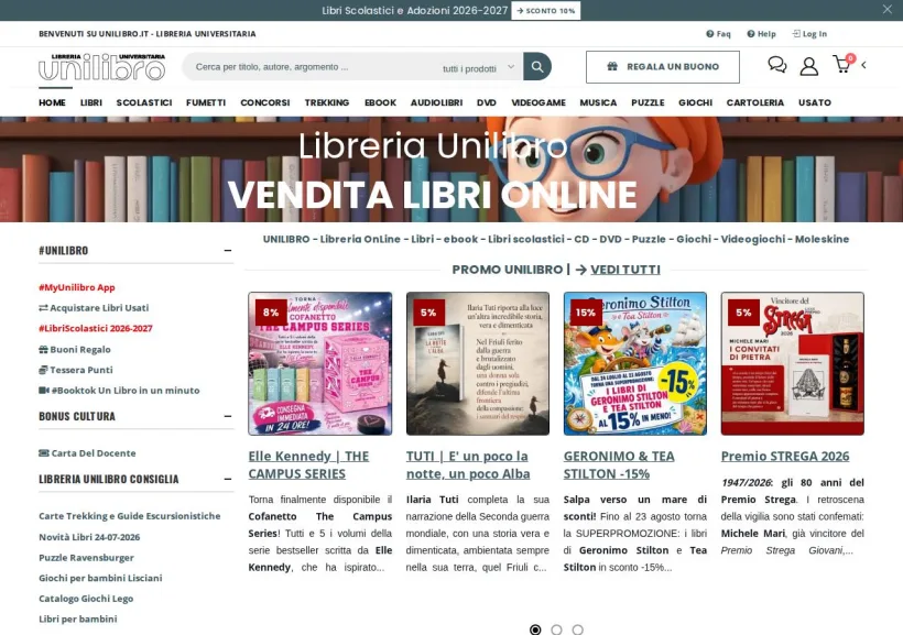 Schermata della pagina offerta di Unilibro