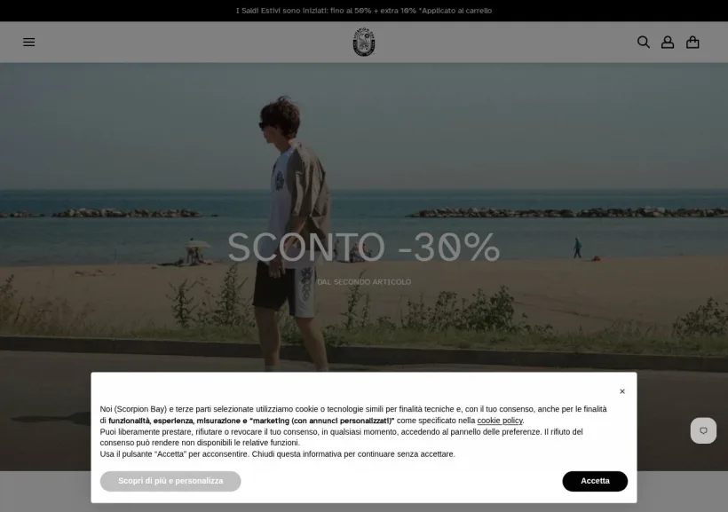 Schermata della pagina offerta di Scorpion Bay