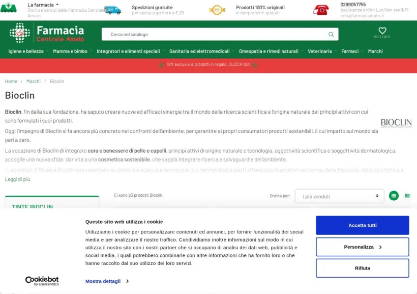 Schermata della pagina offerta di Farmacia Amato