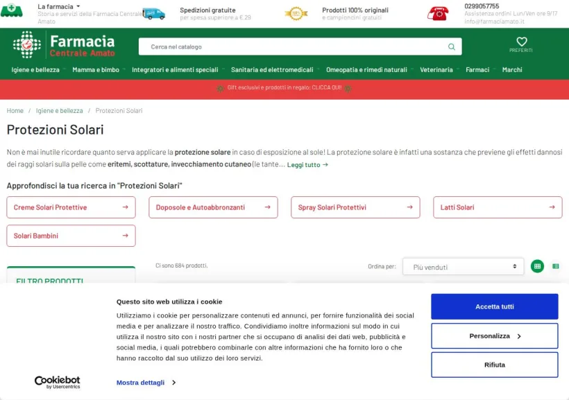 Schermata della pagina offerta di Farmacia Amato