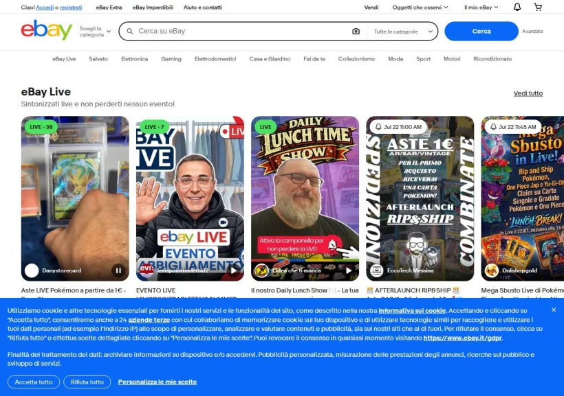 Schermata della pagina offerta di eBay