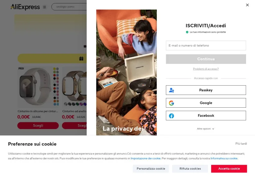 Schermata della pagina offerta di AliExpress