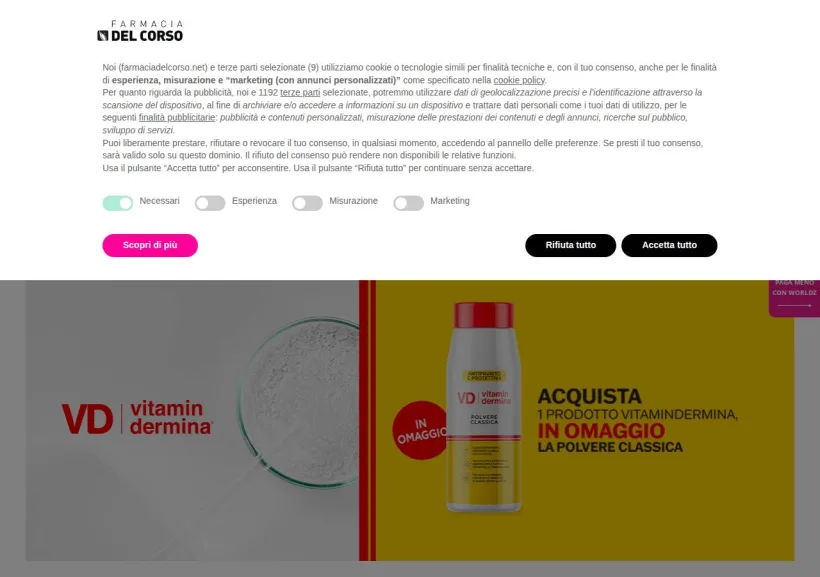 Schermata della pagina offerta di Farmacia del Corso