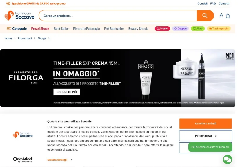 Schermata della pagina offerta di Farmacia Soccavo