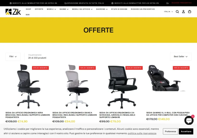 Schermata della pagina offerta di Zik Home