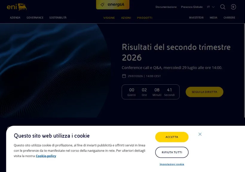 Schermata della pagina offerta di Eni Gas e Luce