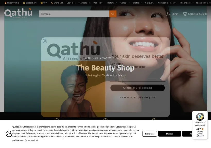 Schermata della pagina offerta di Qathu