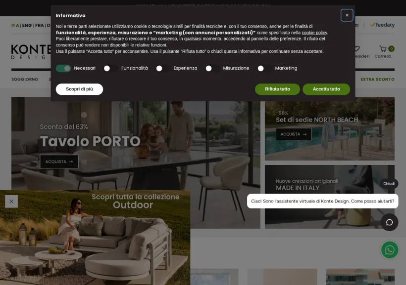 Schermata della pagina offerta di Konte design