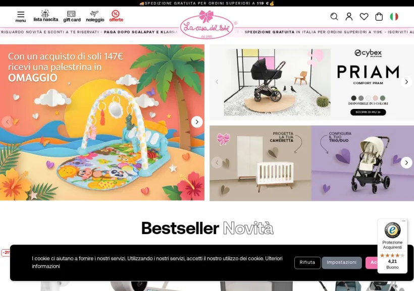 Schermata della pagina offerta di La Casa del Bebè