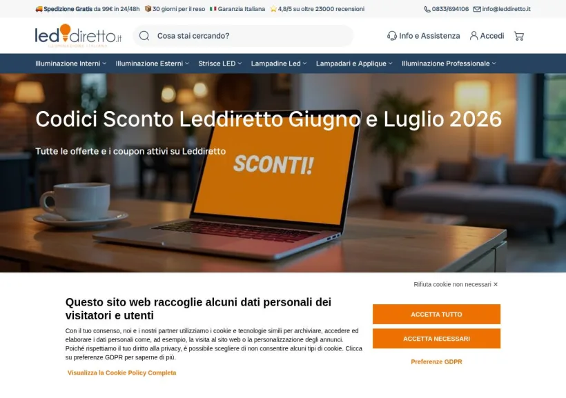 Schermata della pagina offerta di LEDdiretto