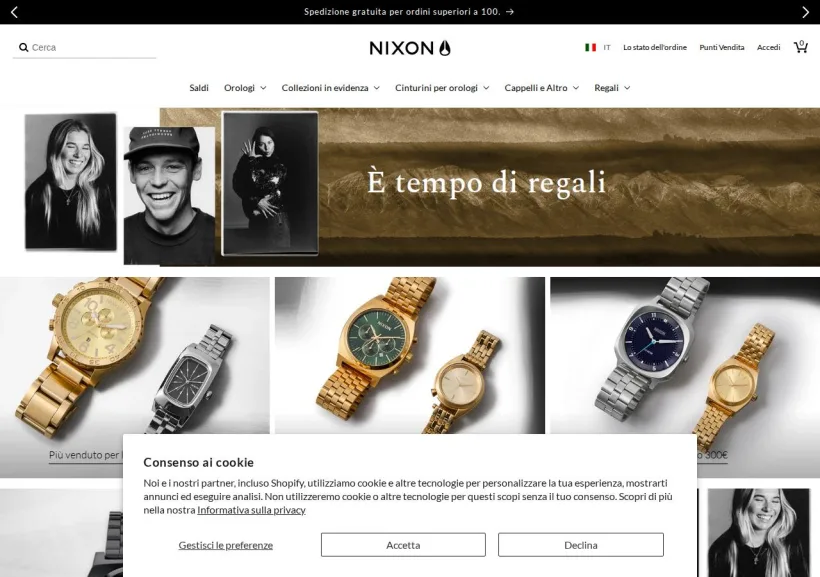 Schermata della pagina offerta di Nixon