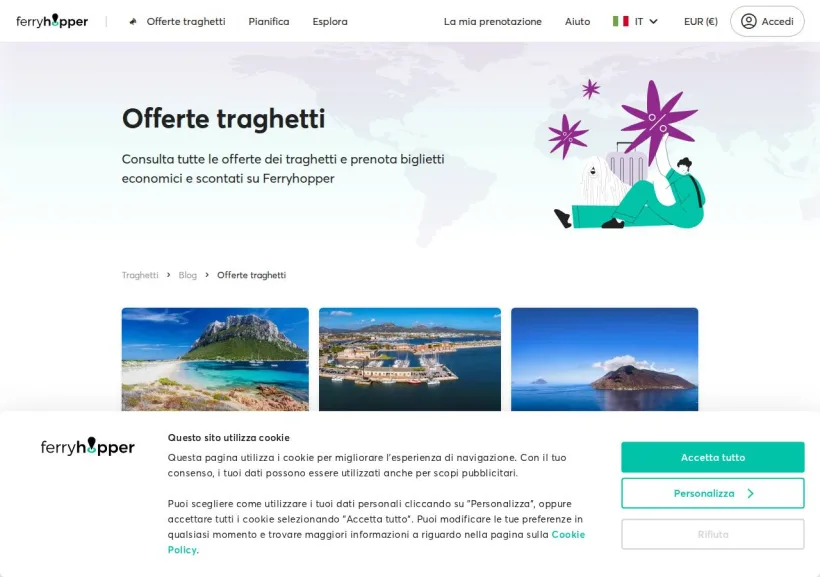 Schermata della pagina offerta di Ferryhopper