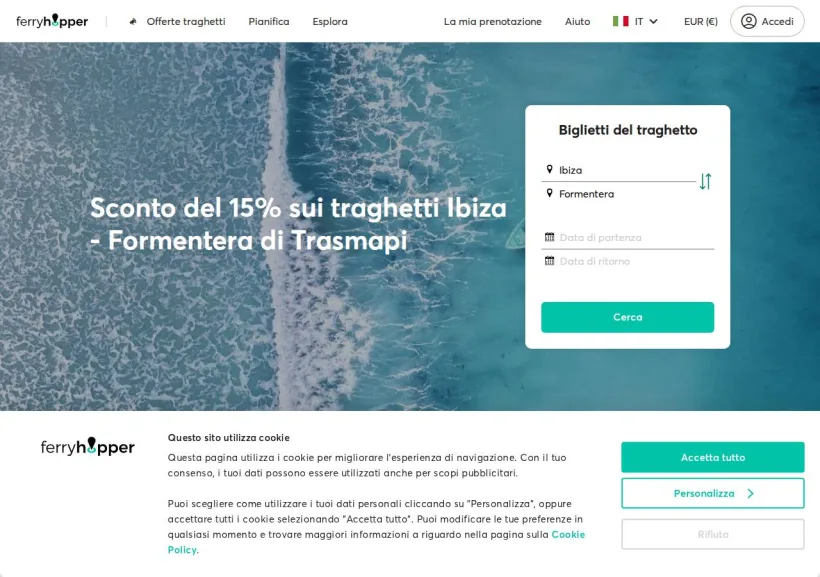 Schermata della pagina offerta di Ferryhopper