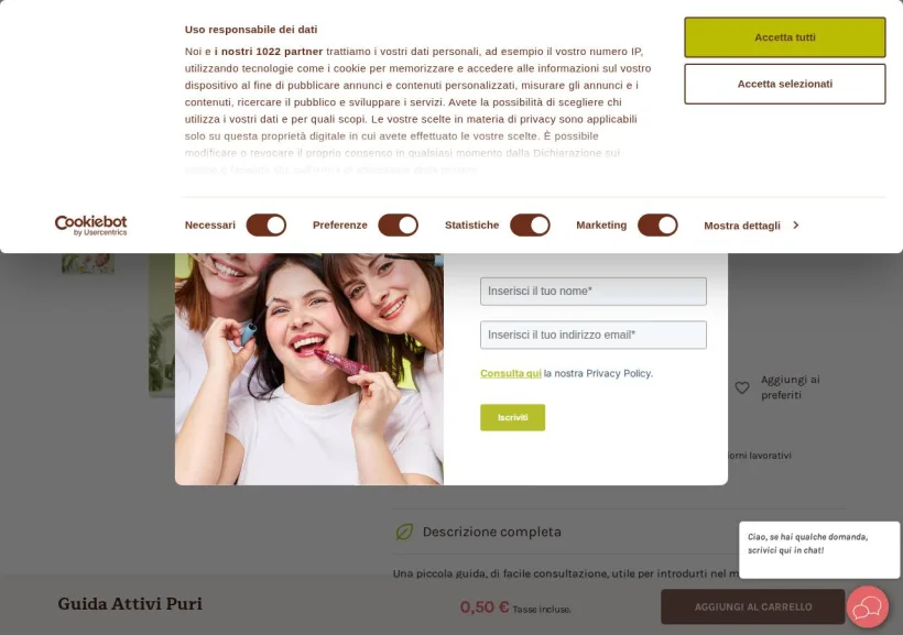 Schermata della pagina offerta di La Saponaria