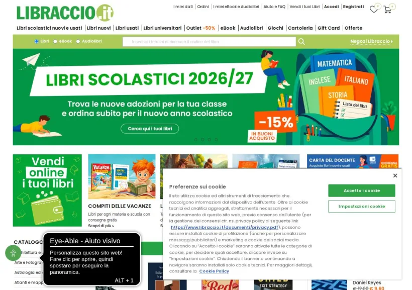 Schermata della pagina offerta di Libraccio