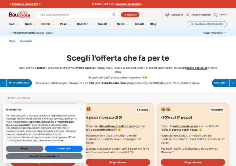 Schermata della pagina offerta di Bauzaar