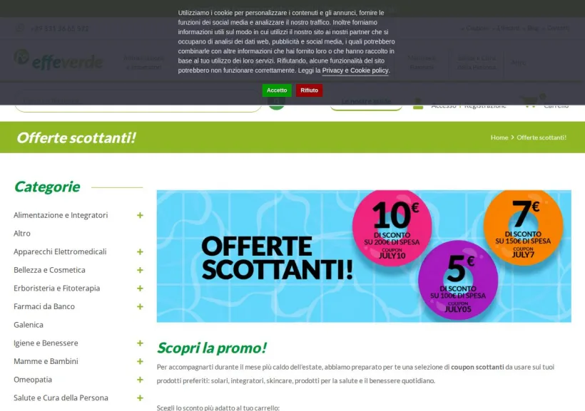 Schermata della pagina offerta di Effeverde