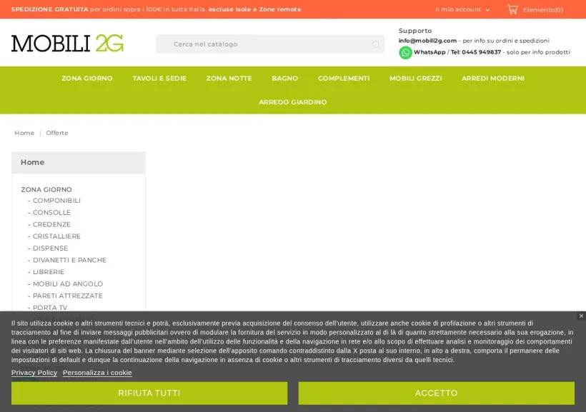 Schermata della pagina offerta di Mobili 2G
