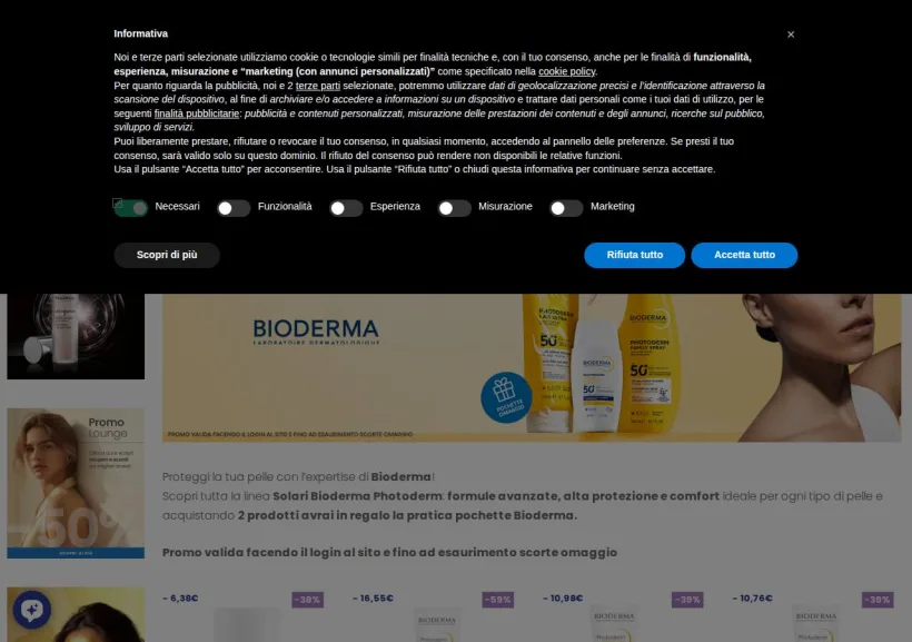 Schermata della pagina offerta di Farmacia Reale
