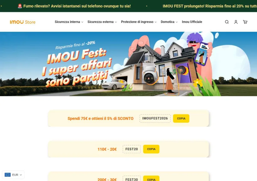 Schermata della pagina offerta di Imou