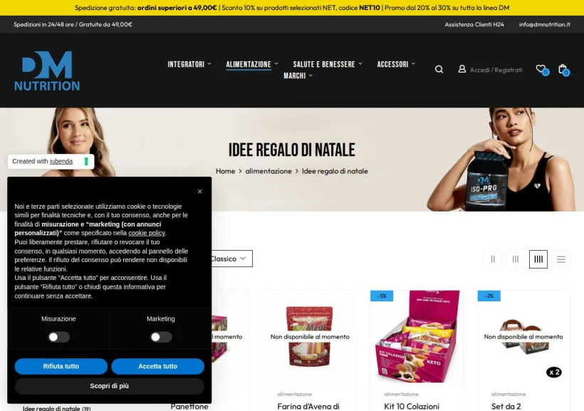Schermata della pagina offerta di DM Nutrition