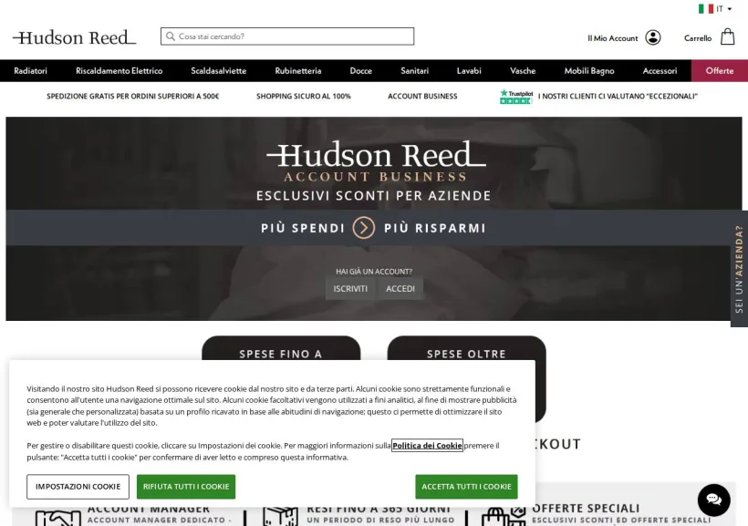 Schermata della pagina offerta di Hudson Reed