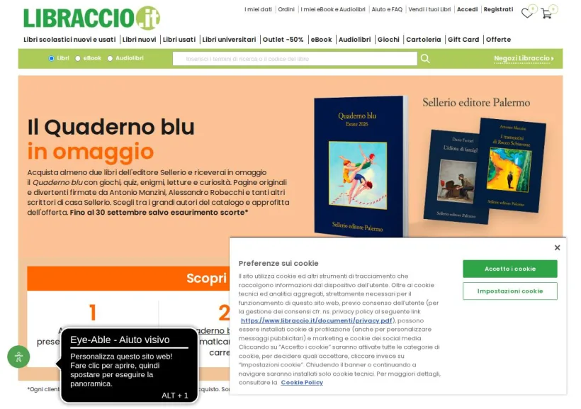 Schermata della pagina offerta di Libraccio