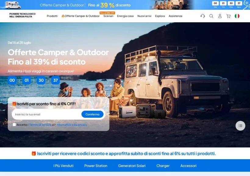 Schermata della pagina offerta di Bluetti