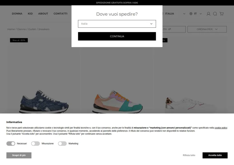 Schermata della pagina offerta di Colors Of California