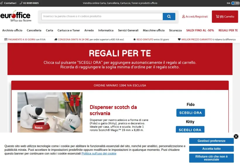 Schermata della pagina offerta di Euroffice