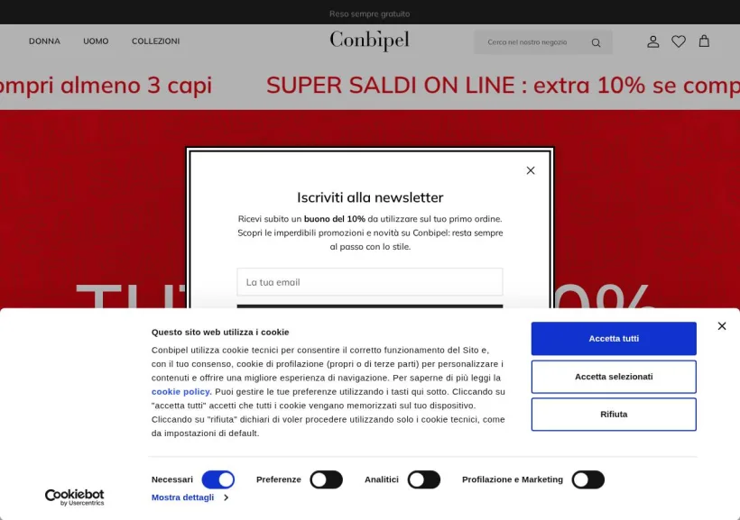 Schermata della pagina offerta di Conbipel