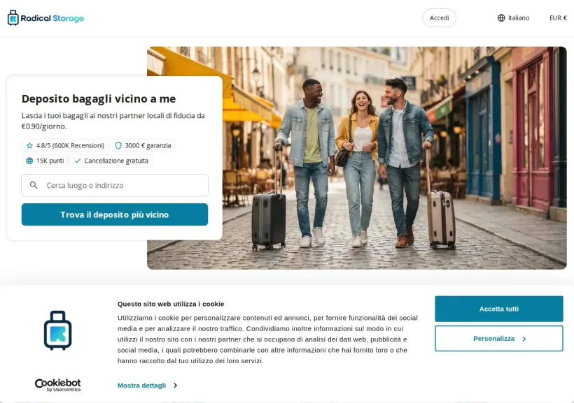 Schermata della pagina offerta di Radical Storage