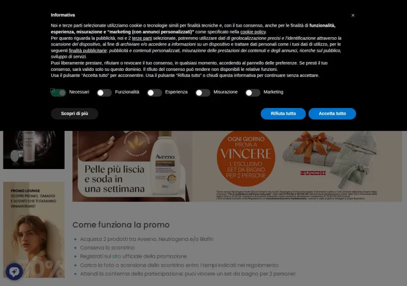 Schermata della pagina offerta di Farmacia Reale