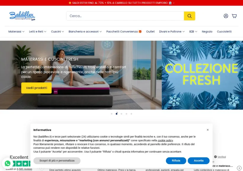 Schermata della pagina offerta di Baldiflex