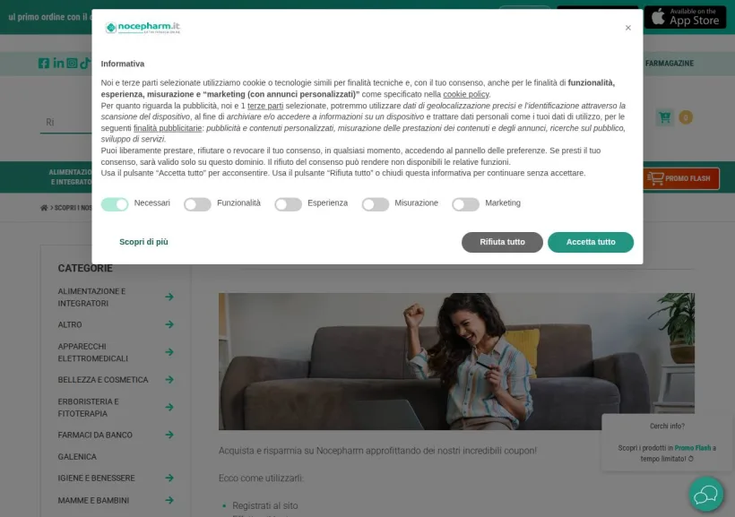 Schermata della pagina offerta di Nocepharm