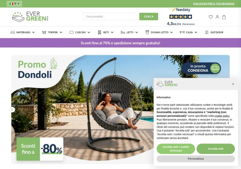 Schermata della pagina offerta di Evergreenweb