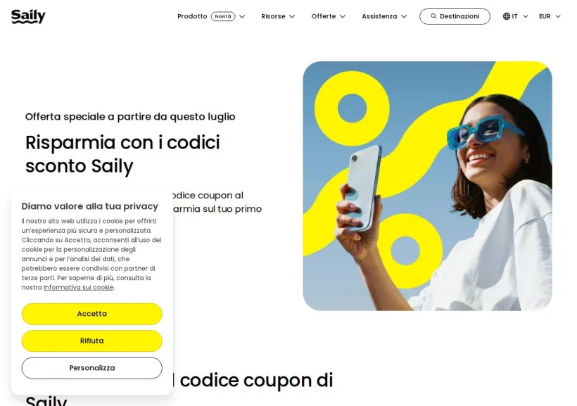 Schermata della pagina offerta di Saily