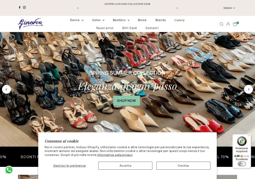 Schermata della pagina offerta di Ginevra Calzature