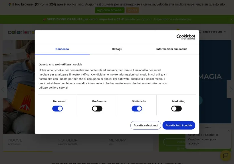 Schermata della pagina offerta di Colorland