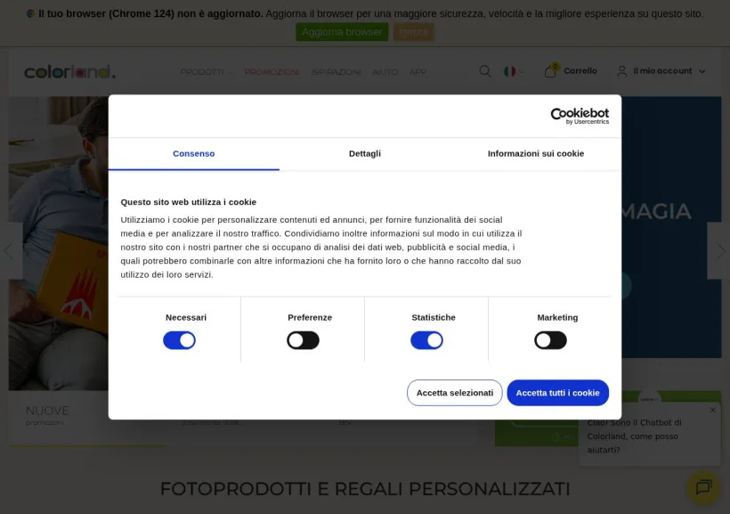 Schermata della pagina offerta di Colorland