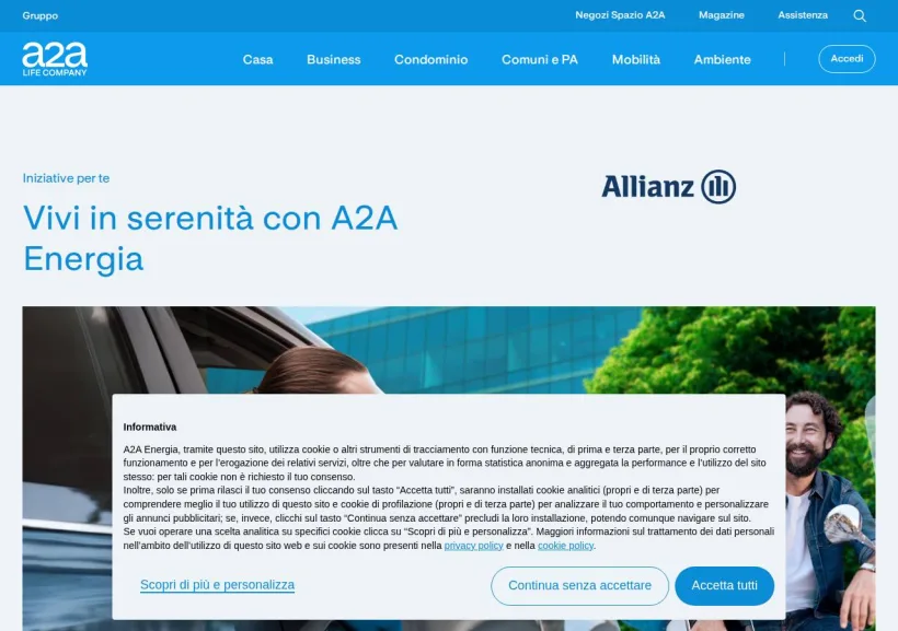 Schermata della pagina offerta di A2A Energia